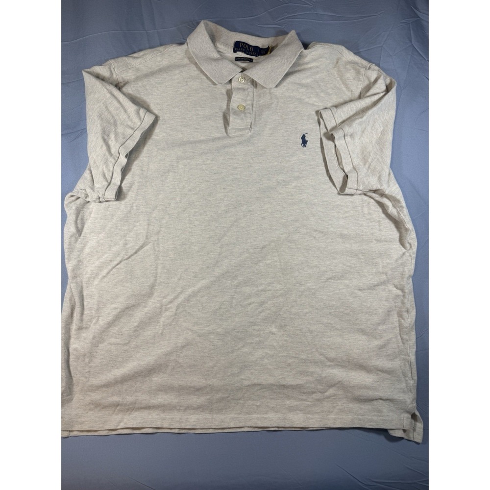 Polo Ralph Lauren Men's Grey Custom Slim Fit Short Sleeve Polo Shirt Size XXL